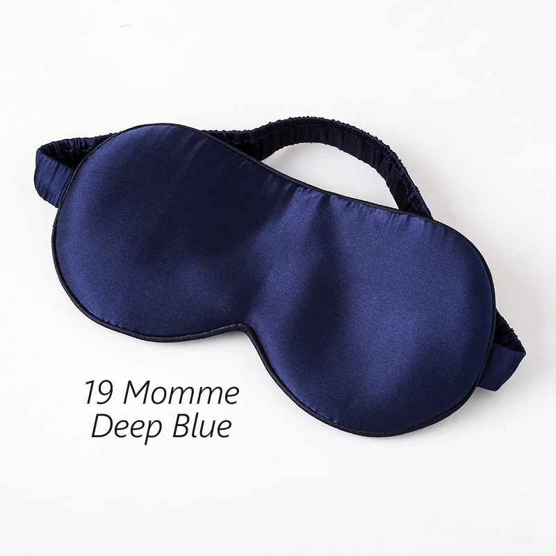 19 Momme Blue Натуральный шелк тутового шелкопряда маска для век для сна мягкая гладкая прочная наполненная шелковой ватой для хорошего сна оснастка путешествия - Цвет: 19 Momme Blue