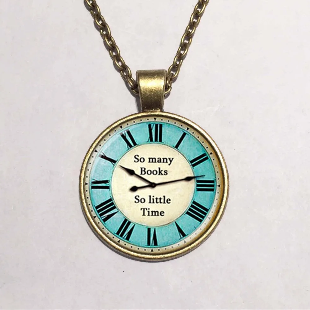 Стеклянный купол Оптом Кулон так много книг мало раз буквы ожерелье кулон libraian