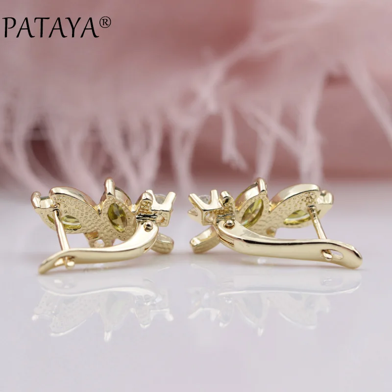 PATAYA, новинка, оливково-зеленые Висячие серьги, 585, розовое золото, натуральный циркон, инкрустация, Brinco, индейка, антикварные ювелирные изделия, люстра, висячие серьги