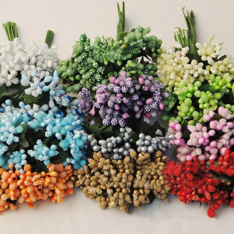 Смешанные искусственные ягоды всех цветов жемчужная тычинка из пенопласта с