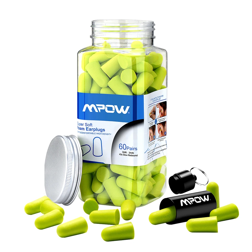 Mpow 60 пар NRRA 32dB Шум уменьшения пены ухо Вилки противошумные Шум блокиратор уха Вилки с переносной чехол для сна
