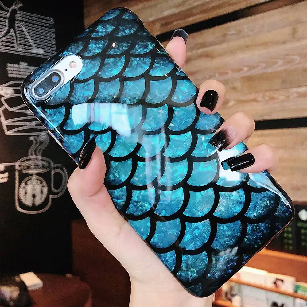 KISSCASE Fish Scale Pattern Phone Case For iPhone 7 Plus X XR XS MAX Luxury Soft TPU Cases 8 6 6S Back Covers |