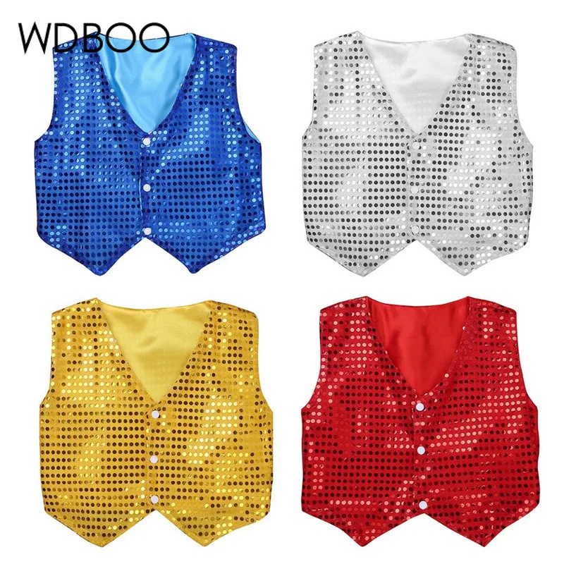 WDBOO джазовый жилет для мальчиков детская блестящая одежда костюм выступления