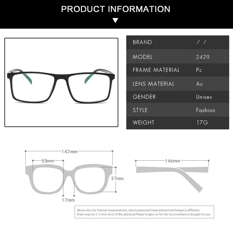 

Higodoy 2020 Full-frame Glasses Ultra-light Square Glasses Frame Women Men Eyeglasses Spectacle Frame Clear Lens