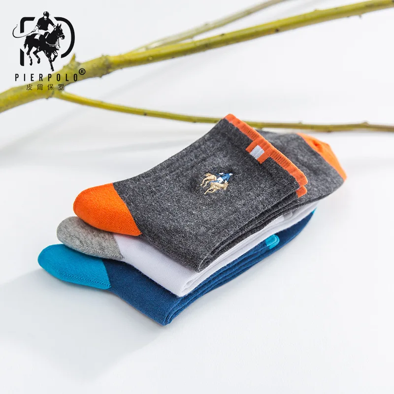 5 пар/лот мужские носки хлопковые с вышивкой повседневные Поло деловые Medias de los |