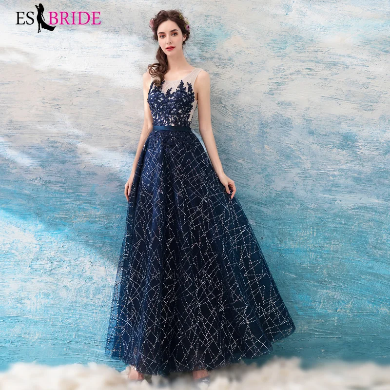Женское длинное вечернее платье Элегантное Длинное со стразами и звездным небом