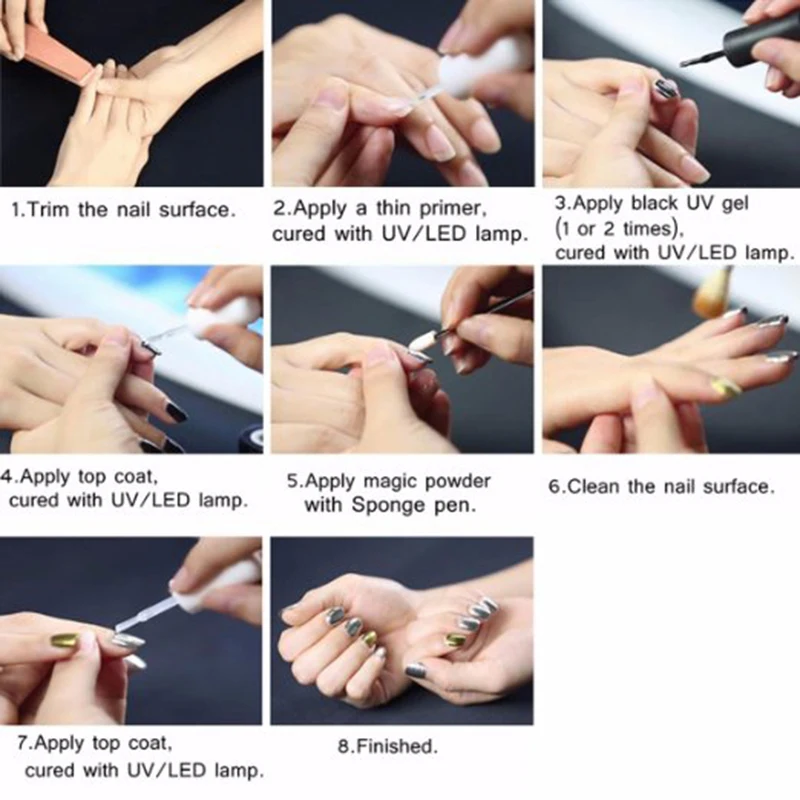 6 коробок/партия зеркальный порошок пигмент алюминиевый хромированный для