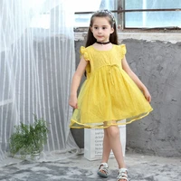 dfxd new arrival summer toddler girl dress 2018 baby cotton sleeveless jacquard mesh net yarn yellow princess dress for 2 8years