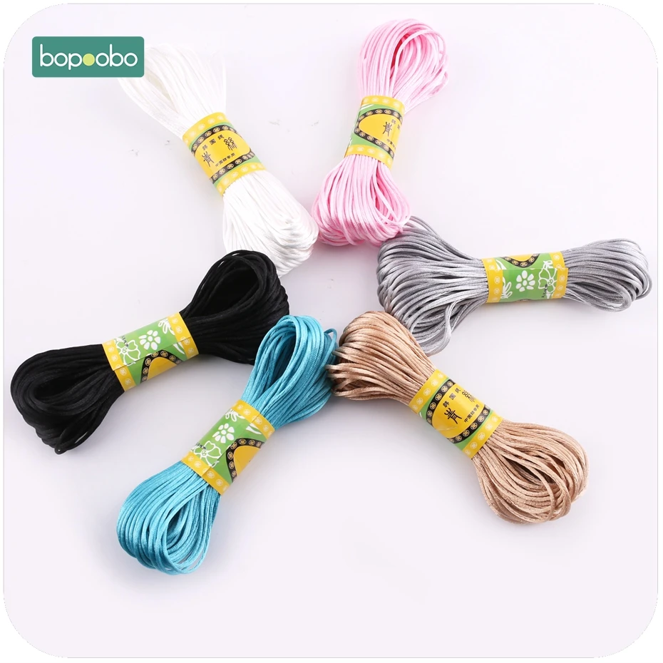 Bopoobo Baby Teether Accessories DIY Rope 5 Strands Waxed Twisted Waxed Cotton Cord String Thread Line 1mm 25 Meters Nylon Rope