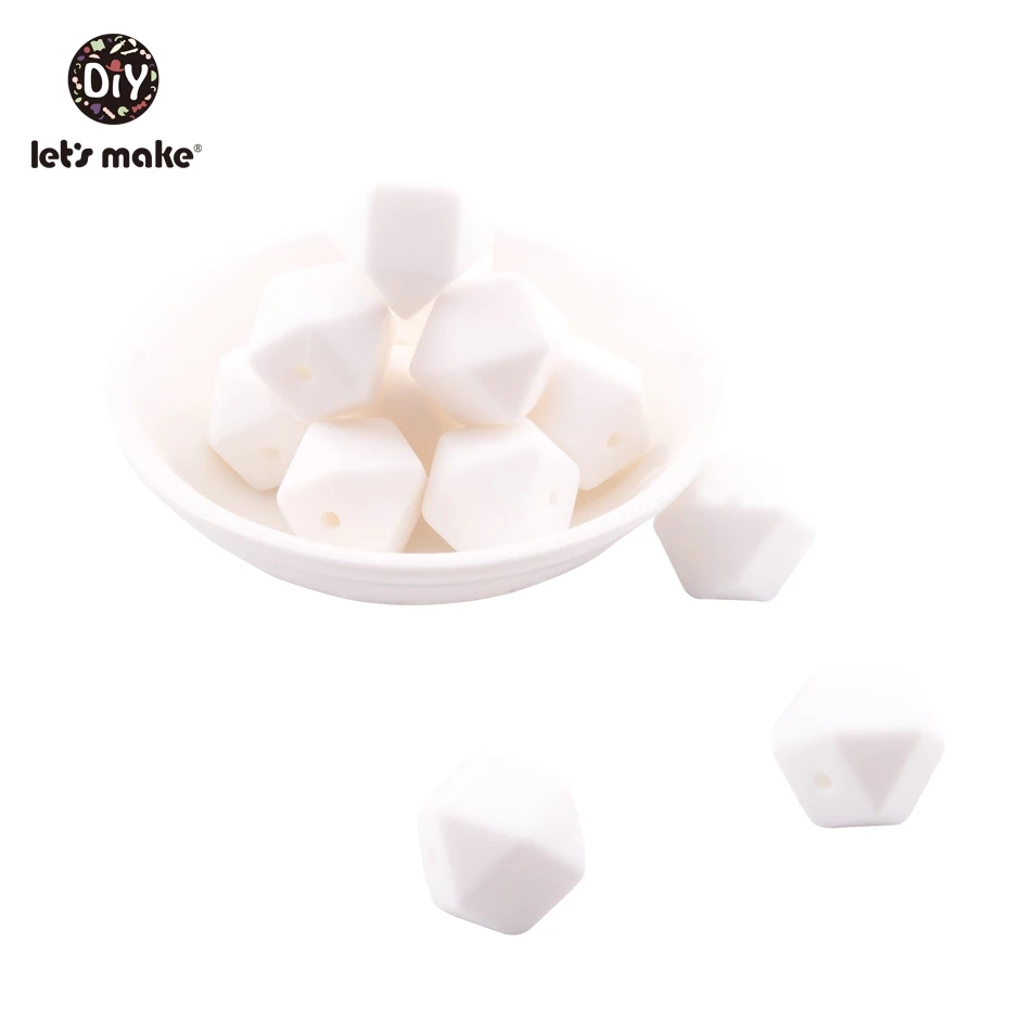14 Let'S Make 20Pc 14Mm Hexagon Silicone Teether Beads Baby Tiny Rod Multifaced Baby Teething Toy Beaded Silicon Baby Teether Toy - Цвет: 14