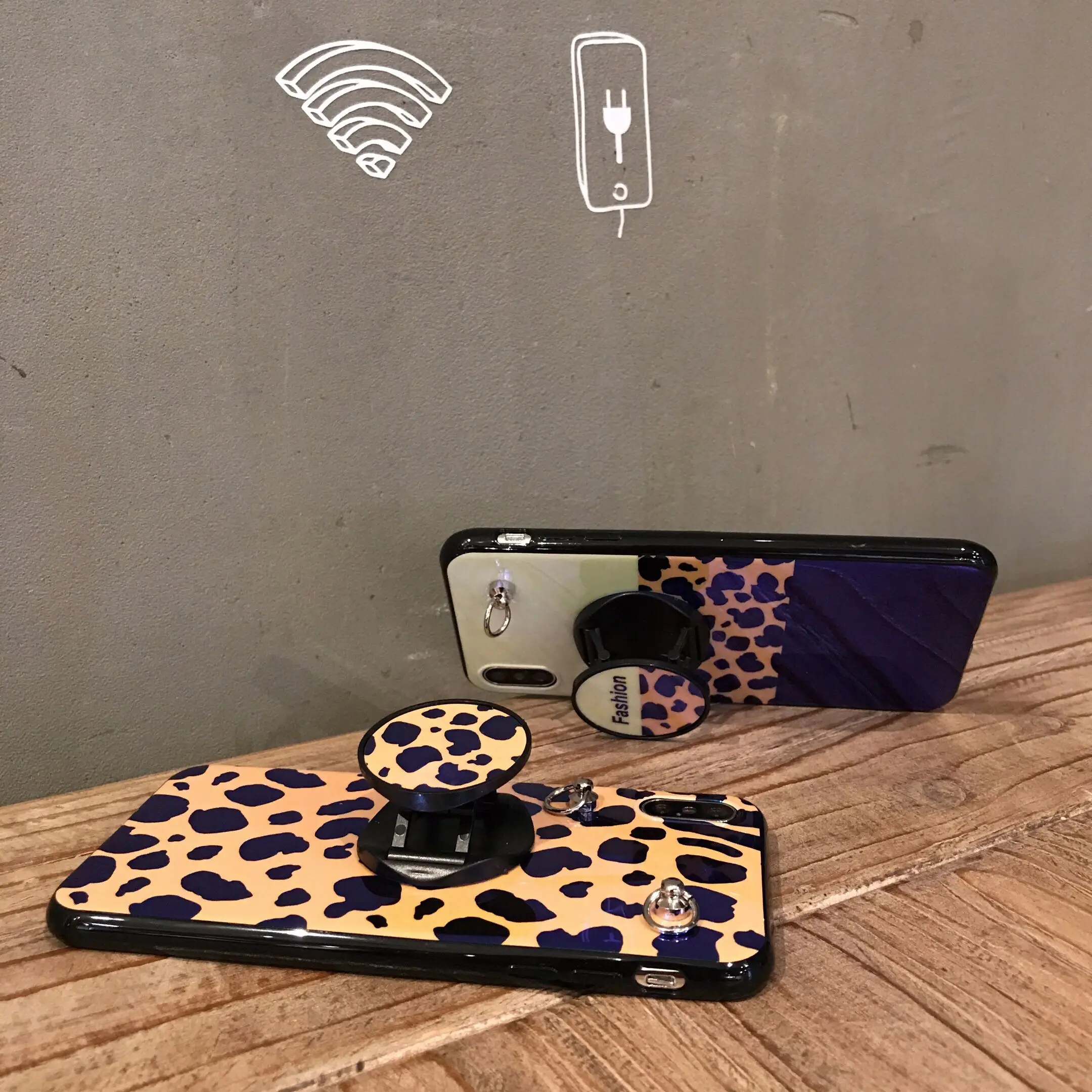 Luxury Laser Leopard 3in1 Lanyard +Holder +Cover Case for iPhone XR X XS Max 7 7plus 8 8plus 6 s Plus Fashion Cover Capa Coque |