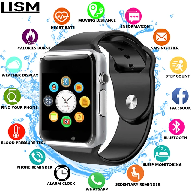 БЕСПЛАТНАЯ ДОСТАВКА A1 наручные часы Bluetooth Смарт Спорт Шагомер с сим камерой Smartwatch