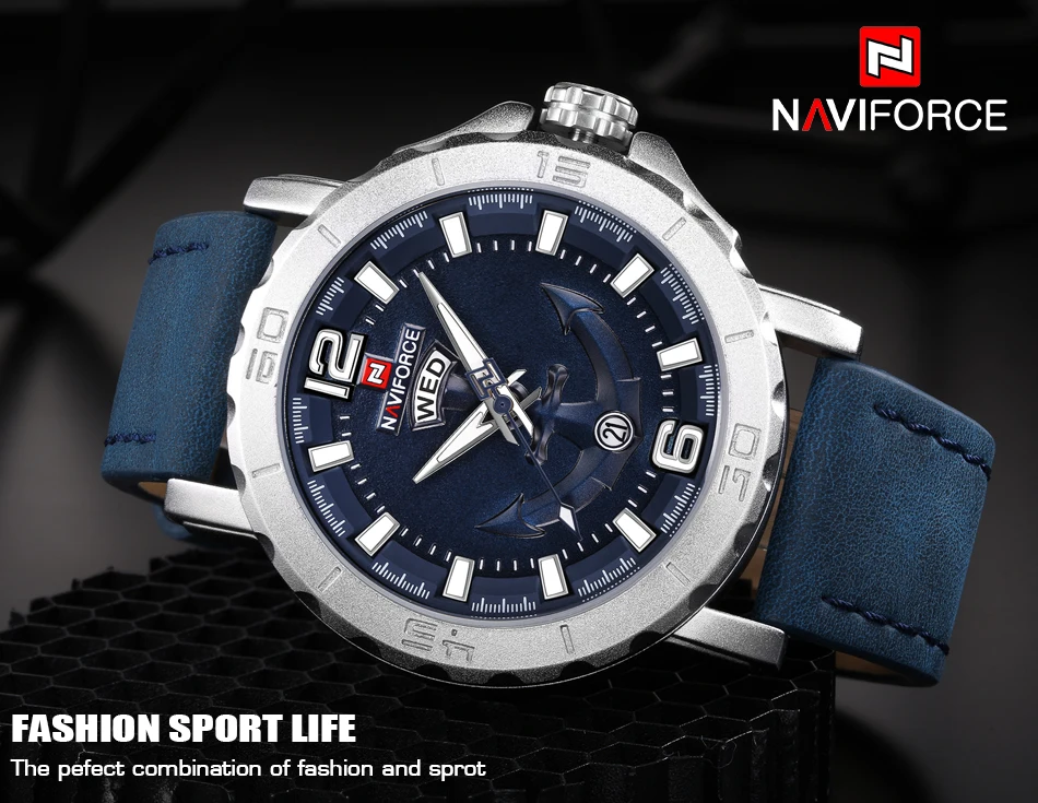 Топ люксовый бренд NAVIFORCE мужские спортивные часы повседневные кожаный ремешок водонепроницаемые военные кварцевые наручные часы мужские Reloj Hombre