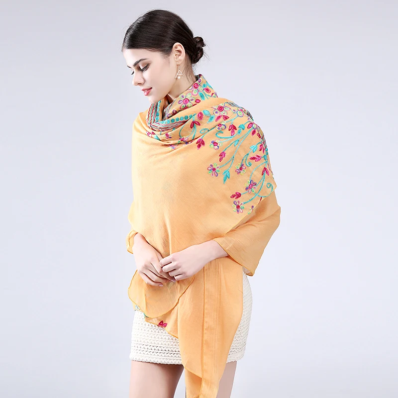 Женский шарф и шаль с цветочной вышивкой 175x100 см|scarves and shawls|embroidery scarfscarf style |