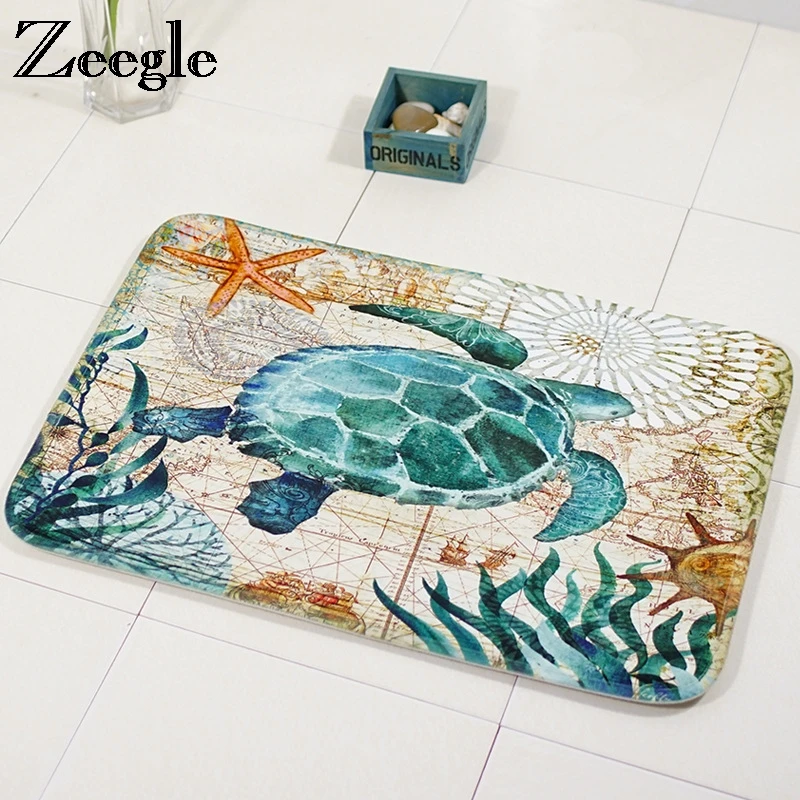 Zeegle Осьминог черепаха печатных смешной коврик для входной двери