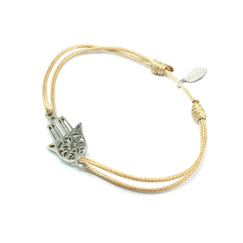 buddha hand Angel Girl браслет из нержавеющей стали с шармом, браслет с регулируемой шнуровкой, браслет из нержавеющей стали, браслет желаний для женщин и девушек - Окраска металла: buddha hand