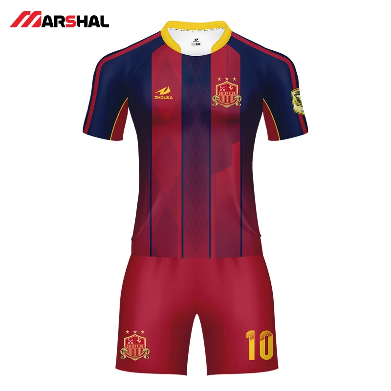 2019 Summer Soccer Jerseys Football Uniform Sublimation Print Maker Camiseta Futbol Breathable Kits Football Clothes Sports Suit