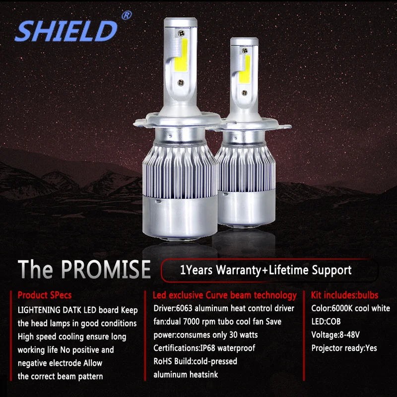 C6 Led H4 светодиодный H1 H3 H11 9005 9006 H7 H27 880 9004 h13 луч светодиодсветильник фары лампа