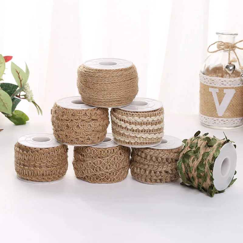 Natural Burlap Hessian Roll Jute Twine Cord Hemp Rope String Trim Rustic Wrap Gift Packing Wedding Party Decoration | Дом и сад