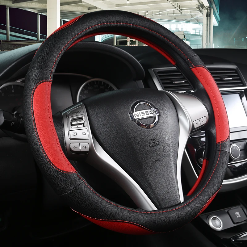 

Чехол рулевого колеса автомобиля 37-38 см из искусственной кожи для Rogue Sport Hybrid 2017 - 2019 2020 Qashqai 2019 2020 Braid Cover