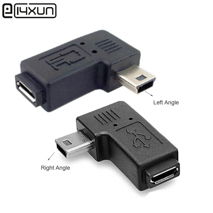1 шт. мини USB штекер на микро гнездо 5-контактный адаптер 90 градусов Штекерный