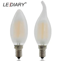 lediary flicker free e14 frosted glass led filament bulb c35 e14 2w4w edison candle 110v240v warm white c37 lamp ic driver