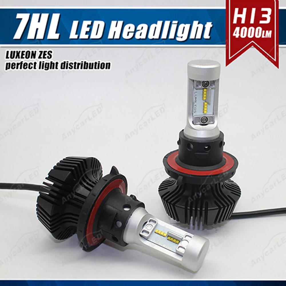 1 комплект H13 9008 50 Вт 8000LM G7 светодиодный фар LUMI LUXEON ZES чипы безвентиляторный чистый