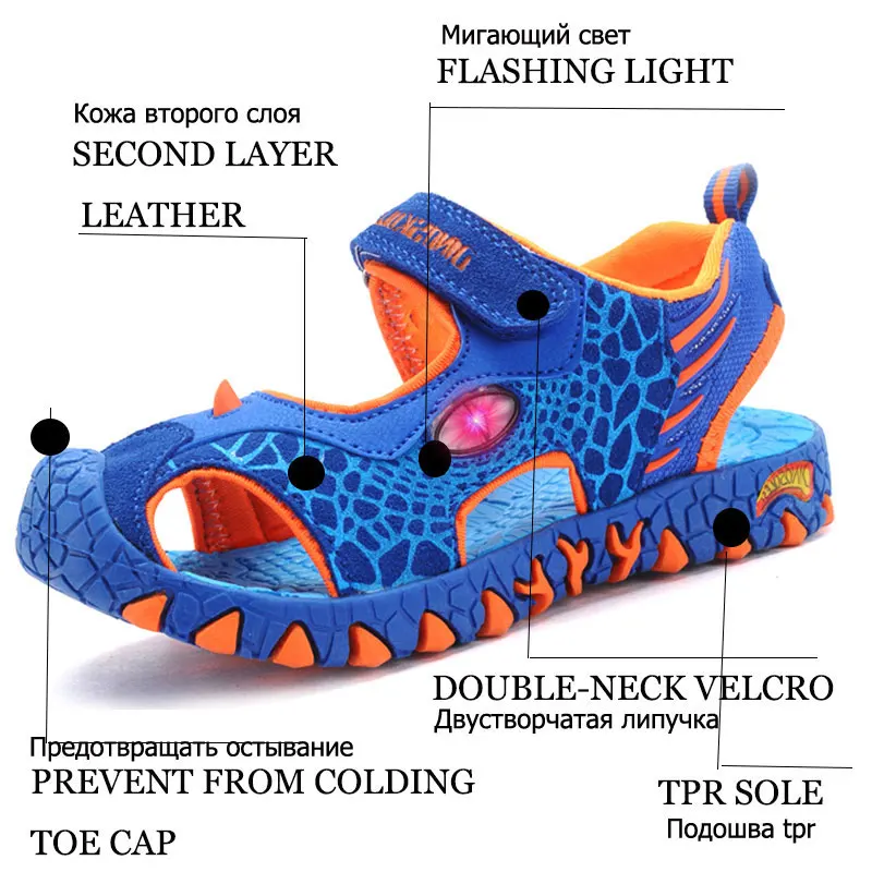 Брендовые светящиеся кроссовки для мальчиков детские летние светильник кой