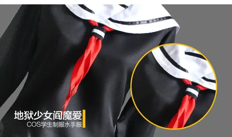 

Anime Hell Girl Enma Ai Cosplay Costumes Top+Skirt School Sailor Uniforms Halloween Party Women Black Dress disfraces mujer