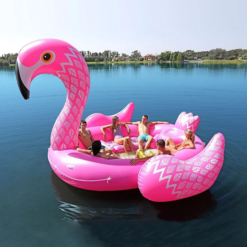 

6 Person Huge Inflatable Flamingo Pool Float 2019 New Arrival 530CM Giant Inflatable Swimming Pool Island Lounge Pool Party Toys