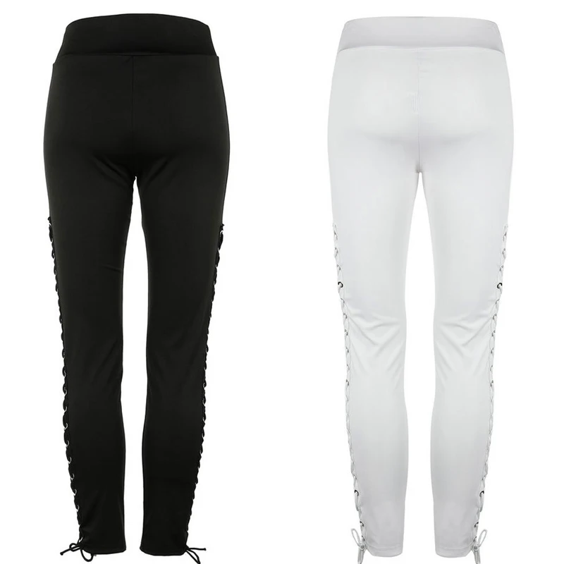 

Sexy Slim Eyelet Strap Women Pants Solid Fashion Casual Skinny Lace Up Pants New Style Pantalon Femme High Waist Pants