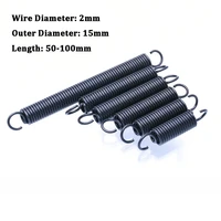 1pcs wire diameter 2mm tension spring with hooks steel small extension spring outer diameter 15mm length 50 100mm