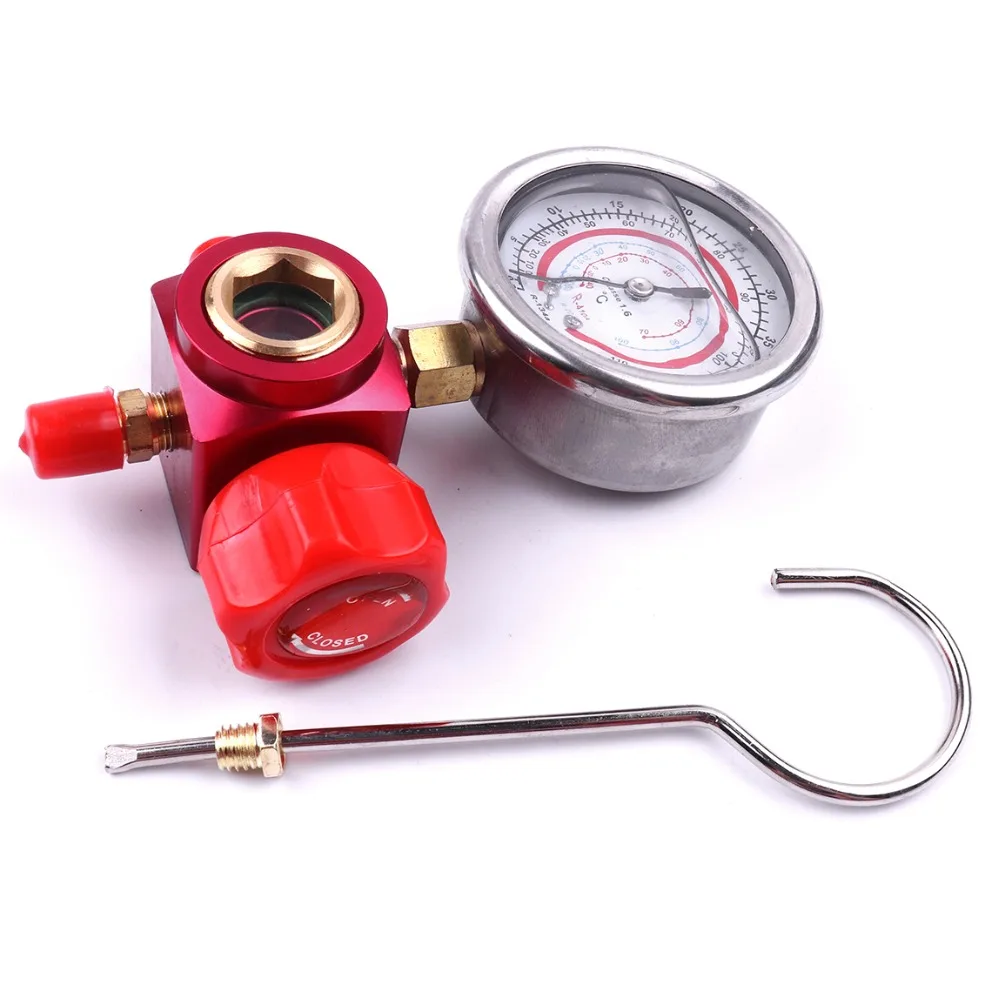 1Pc Aluminum & Stainless Steel Adding Liquid Refrigerant High Pressure Gauge 1/4 Thread For R410A R22 R134A AC Refrigerant Tool
