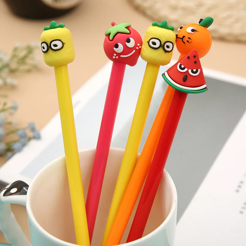 20 pcs Fruit shape Neutral Pen simple and lovely Orange Strawberry Black Water Student Stationery