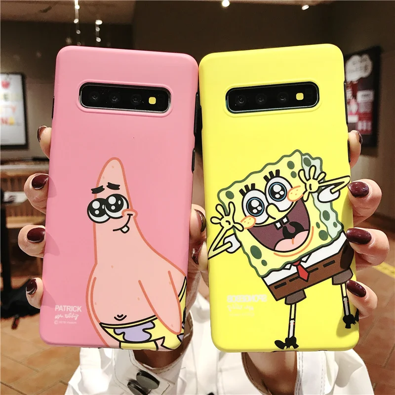 Sam S10 SpongeBob Case Cute Mr.Krabs back phone cover for Samsung Galaxy S10lite plus S9 S8 Note8 note9 Patrick Starcover+strap |