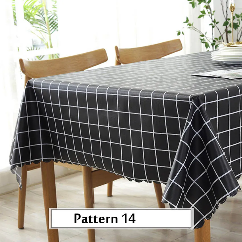 Pattern 14 Oilproof скатерти плед скатерти покрытие зеленый ПВХ водонепроницаемый Скатерть задний план Ткань Домашний Декор Manteles Toalha De Mesa - Цвет: Pattern 14