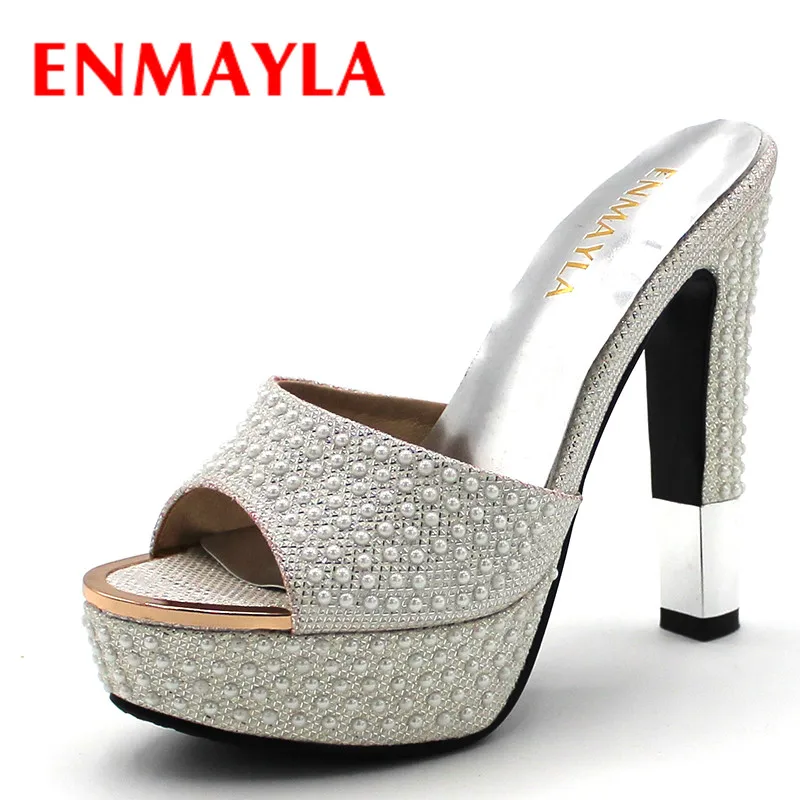 Женские босоножки на высоком каблуке ENMAYLA летние сандалии платформе золотисто