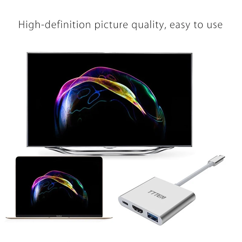TTTEN 3 IN 1 Type-C to VGA USB-C USB 3.0 Adapter converter usb-c Type C adapter for Macbook PC Laptop Monitor Project | Электроника
