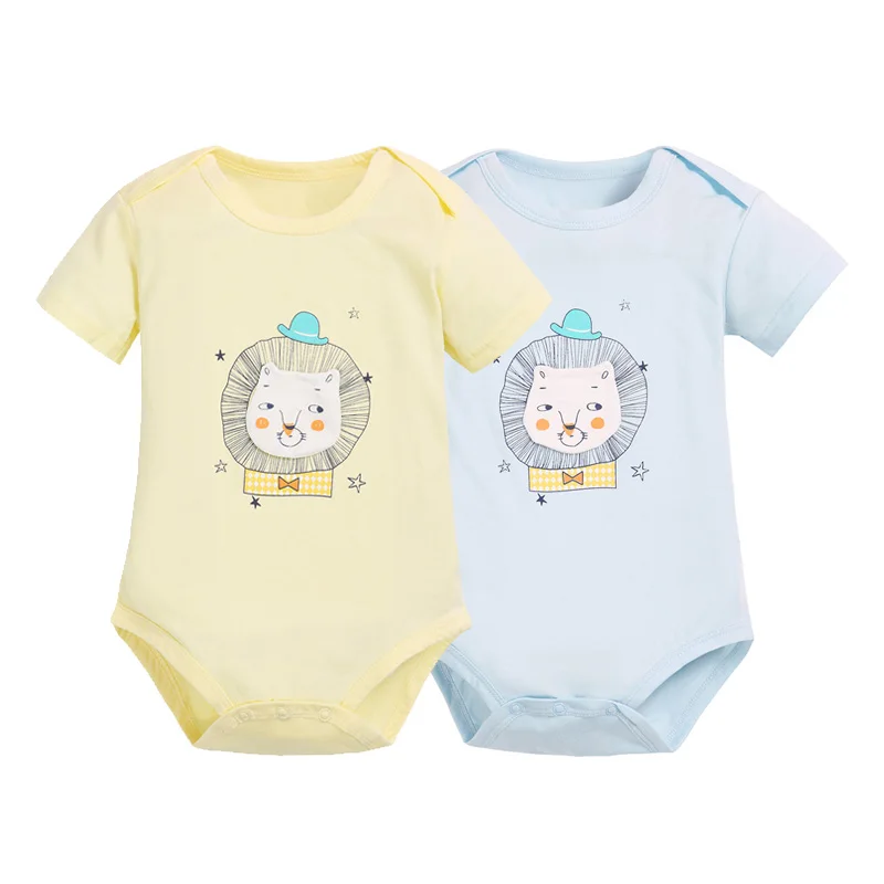 2 шт./лот хлопковое боди с коротким рукавом для мальчиков и девочек одежда