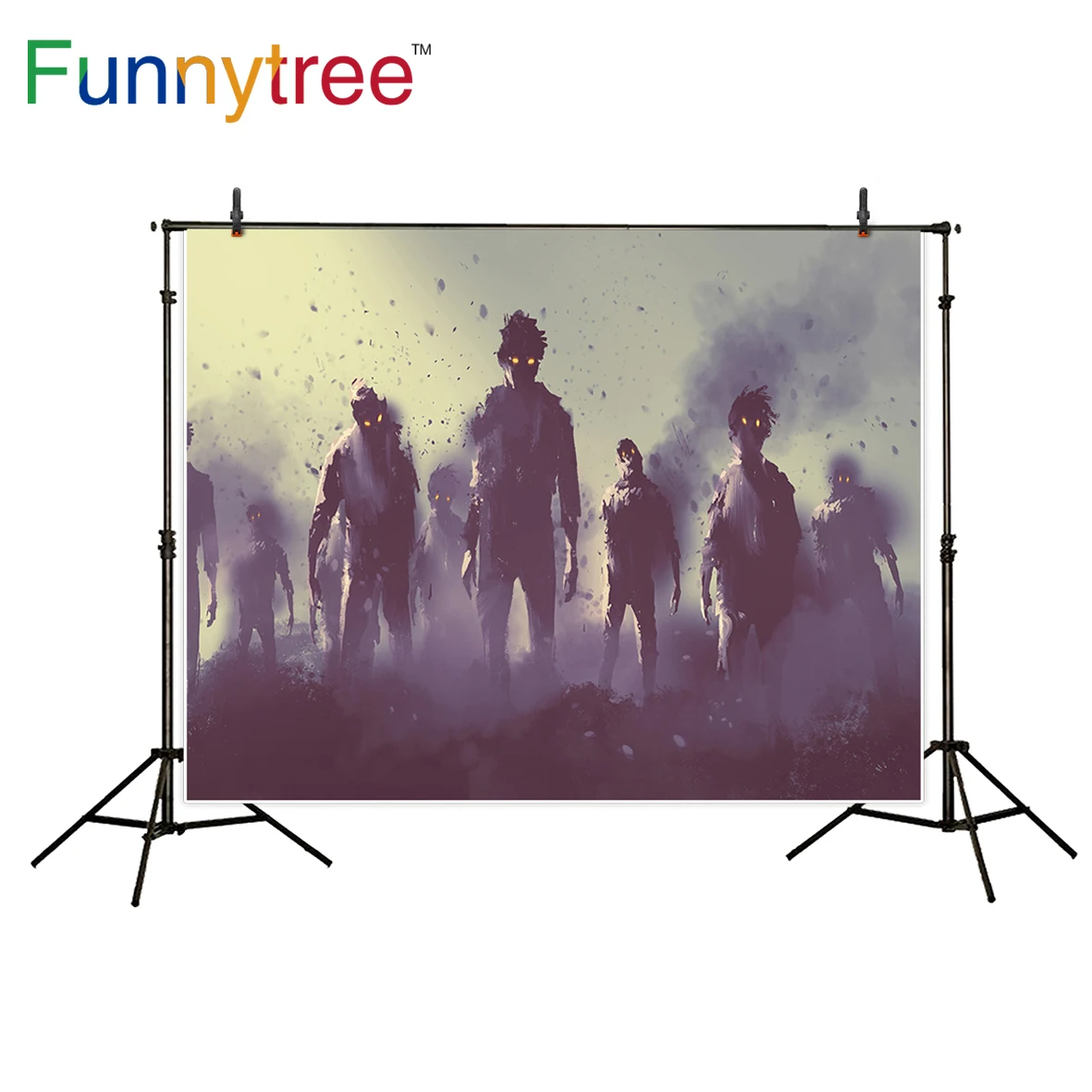Фон Funnytree для фотостудии Хэллоуин руины Судный день зомби выживать темноту