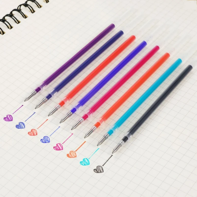 8Pcs Mixed Refills 8 шт./компл. со стирающимися чернилами гелевые ручки Magic Контроль температуры красочная ручка 0,5 мм Радужная ручка, ручка для студентов подарок школьные канцелярские товары - Цвет: 8Pcs Mixed Refills