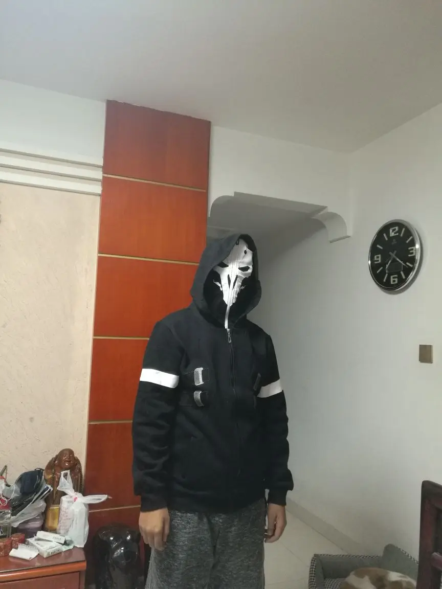 [Сток] Новинка, флисовое пальто из двух частей с принтом игры OW Reaper Death, Маскарадная маска, куртка с капюшоном, M-3XL, горячая Распродажа