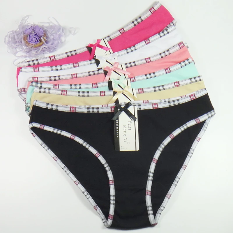 Комплект эластичных трусиков для девочек 600 однотонные хлопковые бикини женские