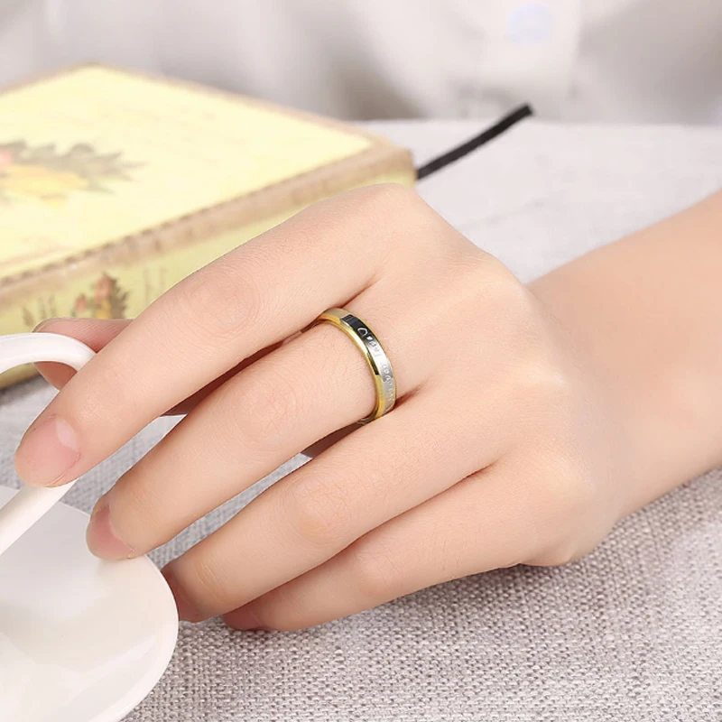 1PC Hot Gold Retro Women Men Rings Stainless Steel Forever Love Lovers Jewelry Gift Wedding Engagement Band | Украшения и