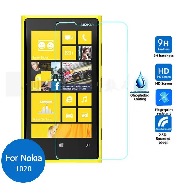 2pcs/lot New High Quality Tempered Glass Screen Protector Film for Nokia Lumia 1020 Real 9H 2.5D 0.26mm |