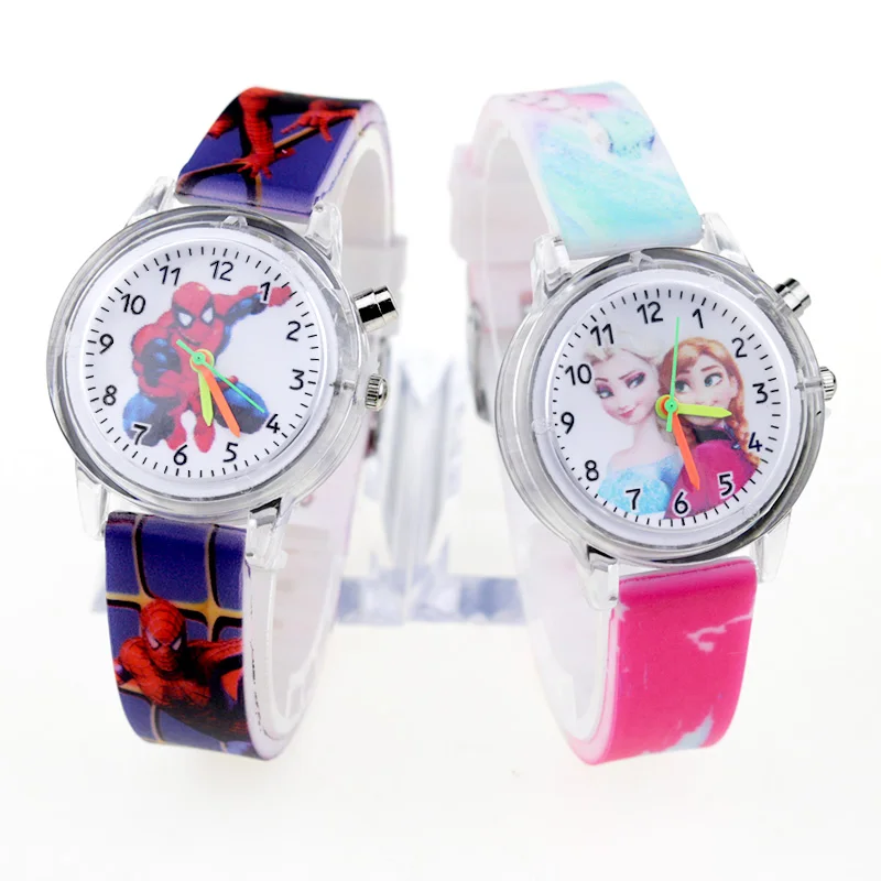 Новый relojes мультфильм принцесса часы модные детские милые резиновые кожаные