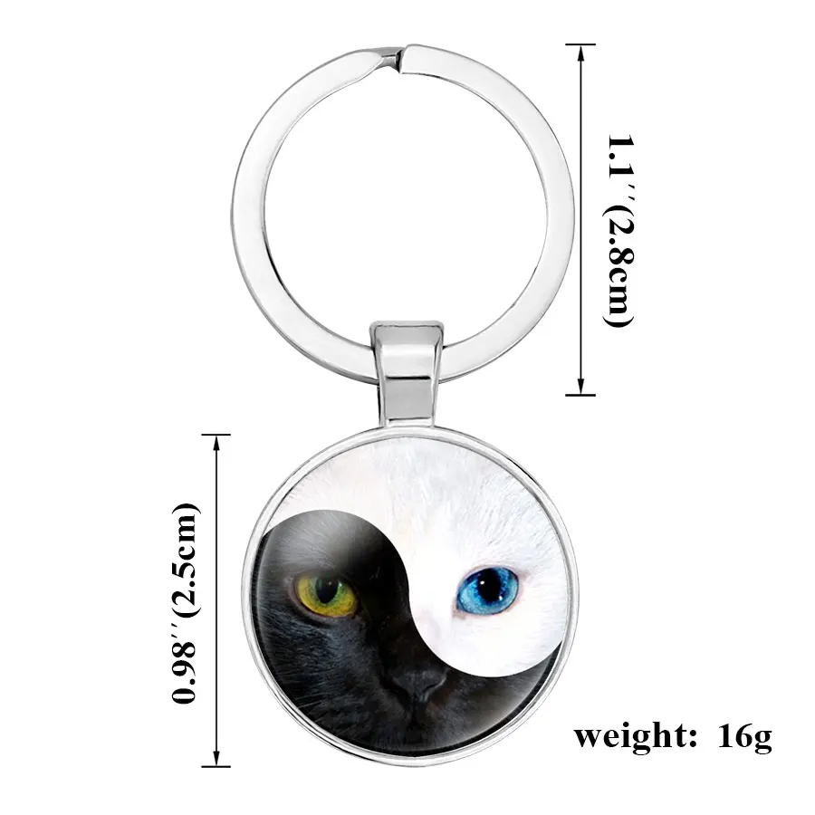 Китайский Tai Chi Ба-ва Инь Ян кошачьи глаза Изображение Стекло кабошон кольцо для