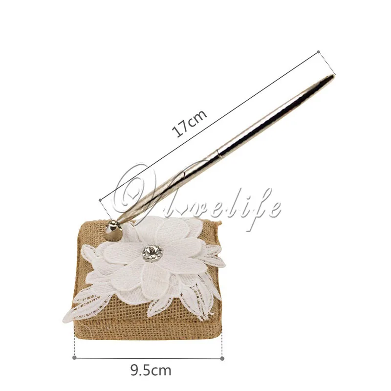 2 шт./компл. Мешковина Свадебная Гостевая книга + ручка набор с кружевной лентой