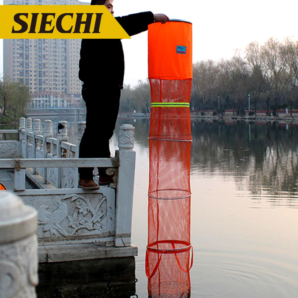 

1.6M 1.8M 2.0M 2.5M 3.0M Fish Net Cage Fishing Tackle Care Collapsible Green/Orange