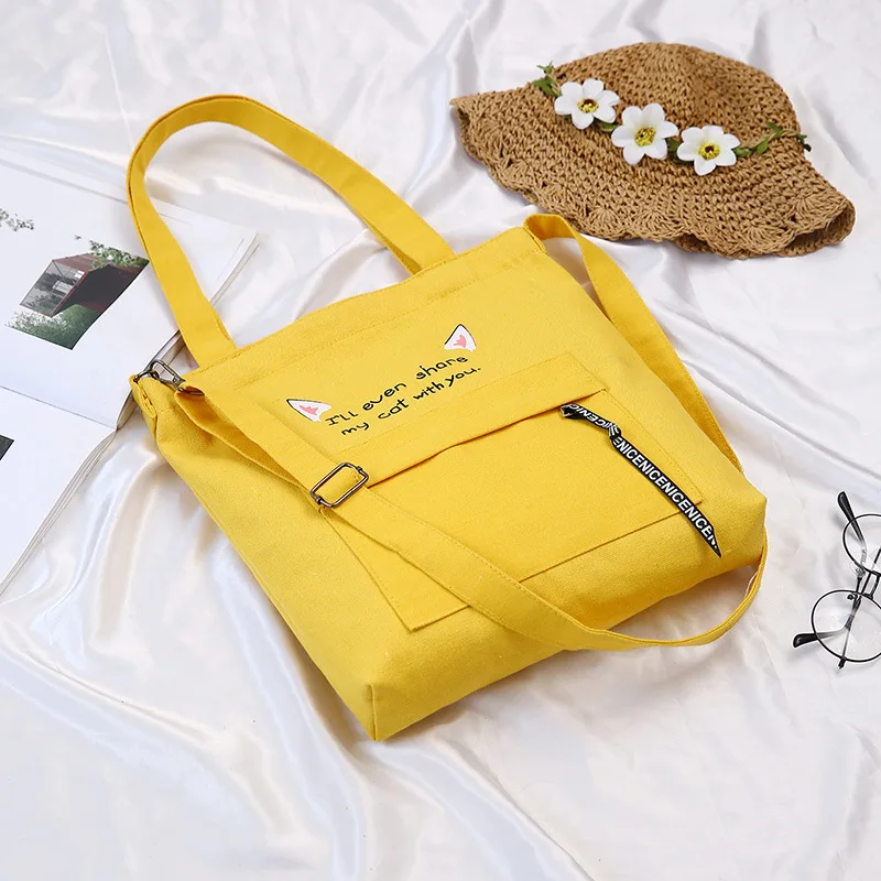 Модные женские холщовые сумки с милыми кошачьими ушками сумки-мессенджеры